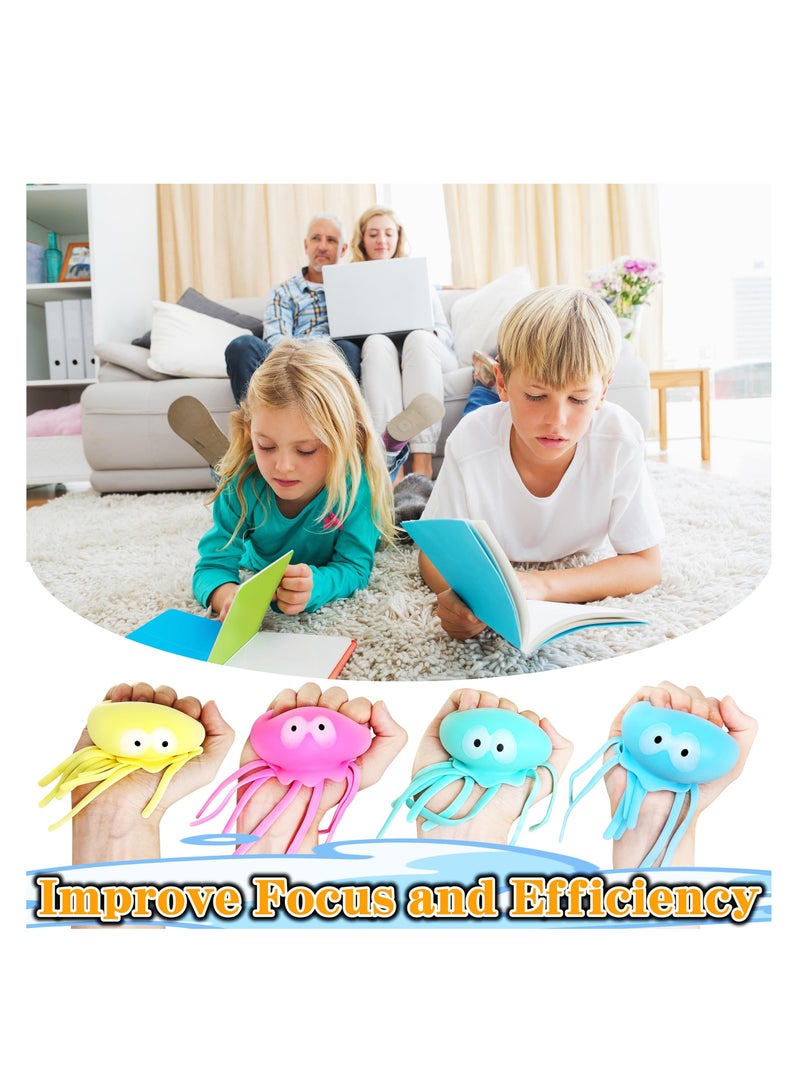 Excefore Stress Balls for Kids and Adults, Sea Animals Squeeze Toys, Dough Ball, Sensory Fidget Toy Anxiety Stress Relief Squeezing Balls Calming Tool, for Kids Party Favors, Octopus, 4 Color - Image 2