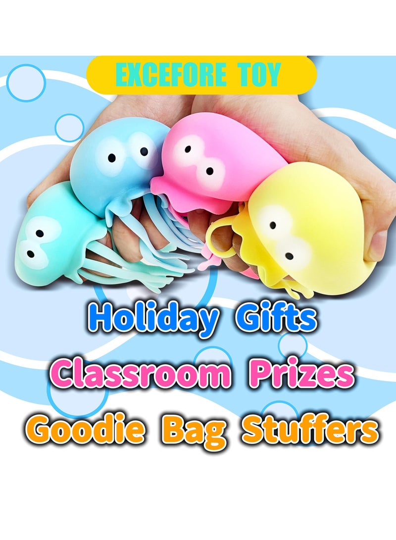 Excefore Stress Balls for Kids and Adults, Sea Animals Squeeze Toys, Dough Ball, Sensory Fidget Toy Anxiety Stress Relief Squeezing Balls Calming Tool, for Kids Party Favors, Octopus, 4 Color - Image 4
