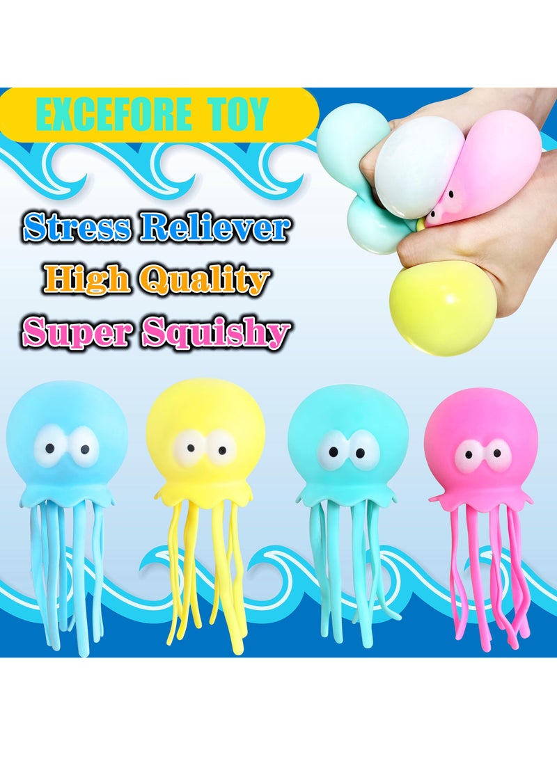 Excefore Stress Balls for Kids and Adults, Sea Animals Squeeze Toys, Dough Ball, Sensory Fidget Toy Anxiety Stress Relief Squeezing Balls Calming Tool, for Kids Party Favors, Octopus, 4 Color - Image 3