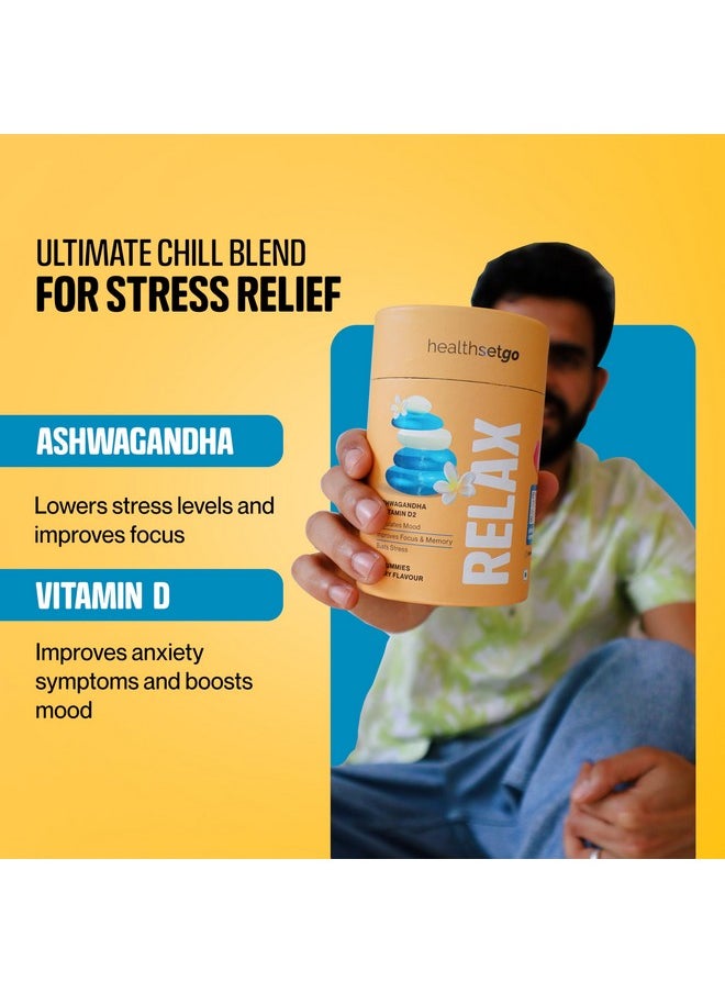 healthsetgo HealthSetGo Stress Relief Ashwagandha Gummies | Vitamin D | Boosts Mood & Focus | Extra Strength | Gluten & Gelatin Free | Men & Women | Berry Flavour | 30 Pack  - Image 3
