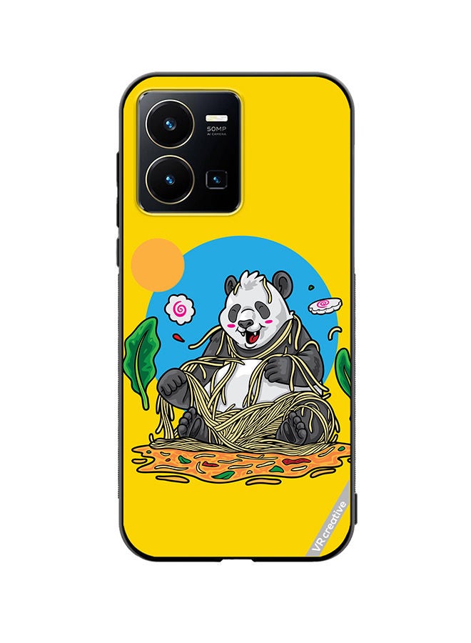 Protective Case Cover For Vivo Y35 Panda Eating Noodles Design Multicolour
