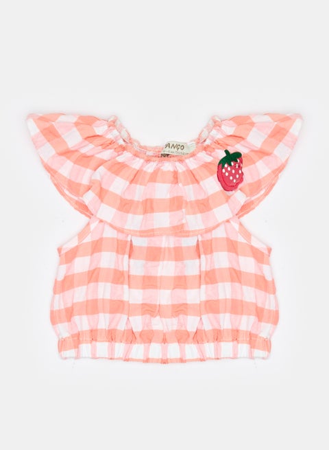 Baby Girls STRAWBERRY Plaid Patterned Blouse