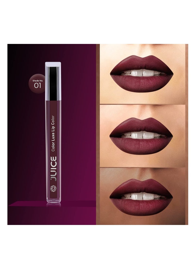 JUICE - Matte Lipstick with Goodness of Bio Retinol  Moisturising lock technology  SPF 15 Waterproof and  Long Lasting Brown M01 - Image 1