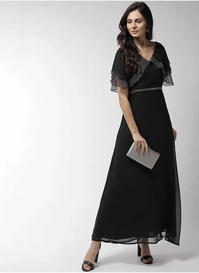 ميش Embellished Waistband Maxi Dress with Ruffled Sleeve