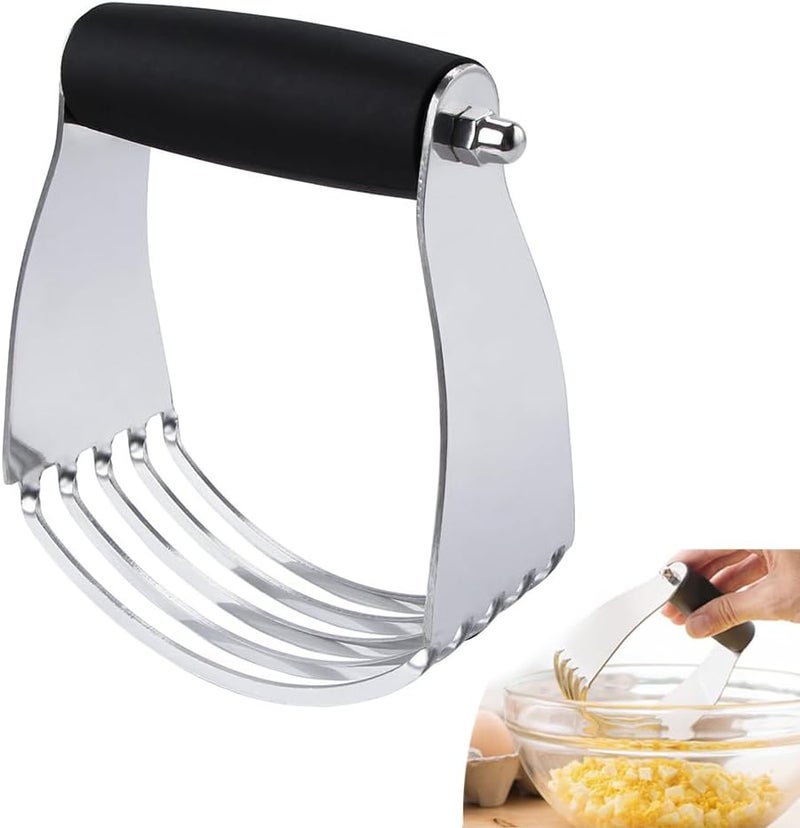 AZOFIA Dough Blender, Professional Heavy Duty Stainless Steel Pastry Dough Cutter Butter Cutter with Blades (1, Black) - Image 1