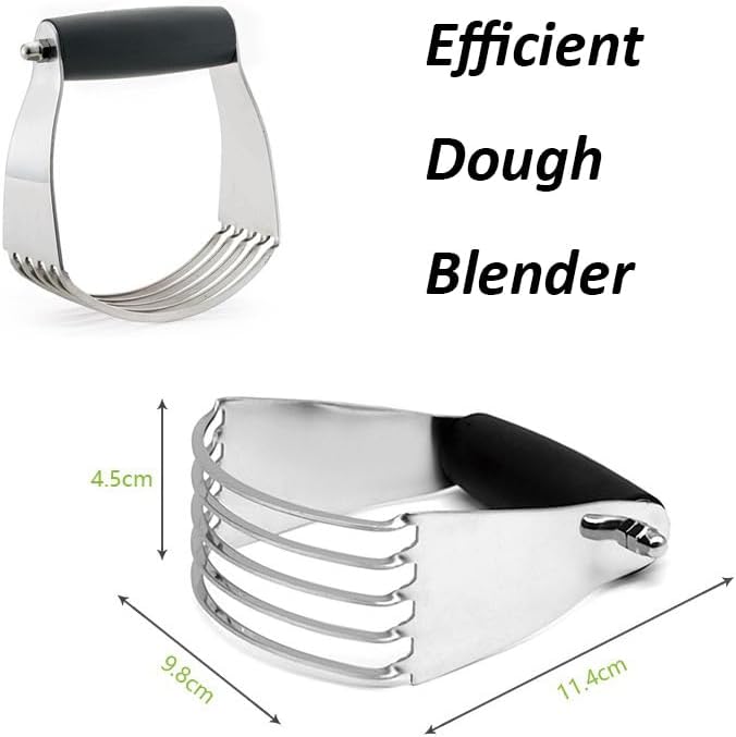 AZOFIA Dough Blender, Professional Heavy Duty Stainless Steel Pastry Dough Cutter Butter Cutter with Blades (1, Black) - Image 3