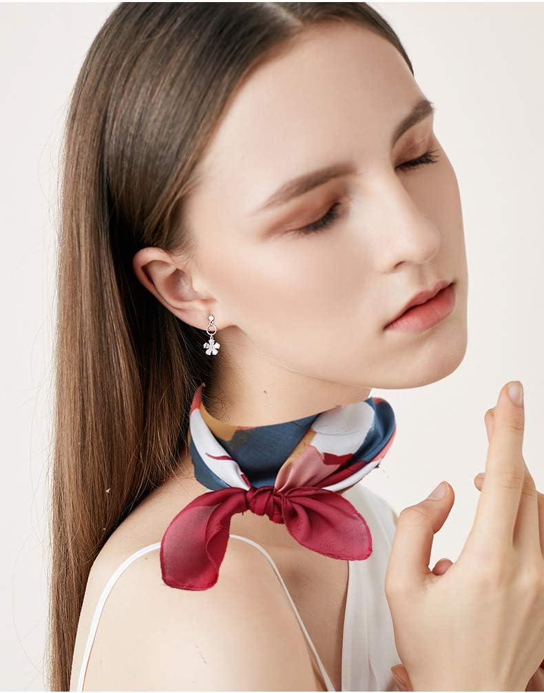 FONYVE Silk Feeling Scarf Medium Square Satin Head Scarf for Women 27.5 × 27.5 inches - Image 2