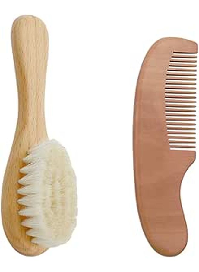 Soft Wool Bath Brush And Scalp Shampoo Brush With Wood Comb - Image 1