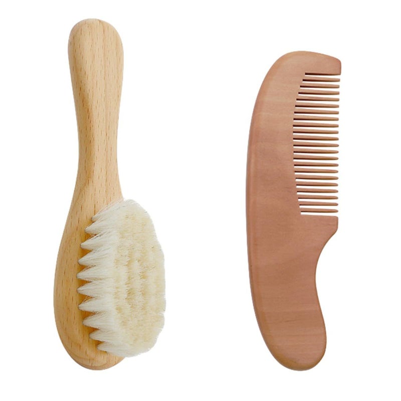 Soft Wool Bath Brush And Scalp Shampoo Brush With Wood Comb - Image 2