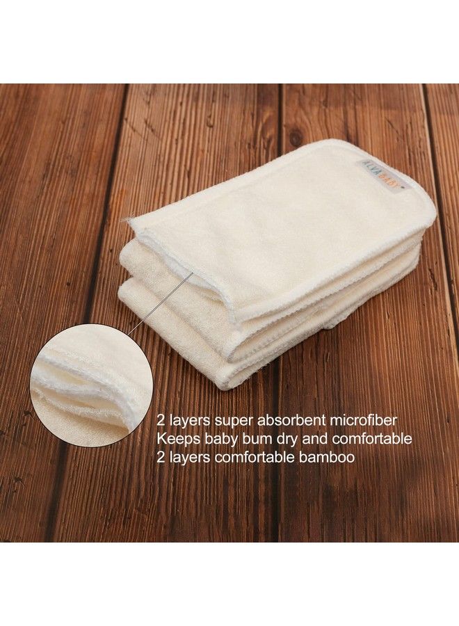 ALVABABY 12 قطعة من حفاضات القماش للأطفال حديثي الولادة أقل من 12 رطل مع إدخال 4 طبقات من البامبو والميكروفايبر 12 سمب - Image 4