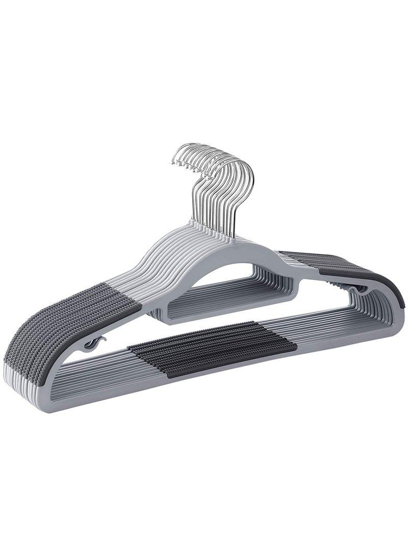 MRIMAYA 10 Pieces Cloth Hangers Heavy Duty Dry Wet Coat Clothes Hangers with Non-Slip Pads 360°Rotating Super Lightweight Organizer (Grey)  - Image 1