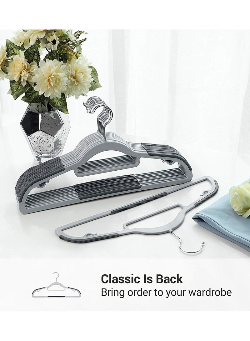 MRIMAYA 10 Pieces Cloth Hangers Heavy Duty Dry Wet Coat Clothes Hangers with Non-Slip Pads 360°Rotating Super Lightweight Organizer (Grey)  - Image 2