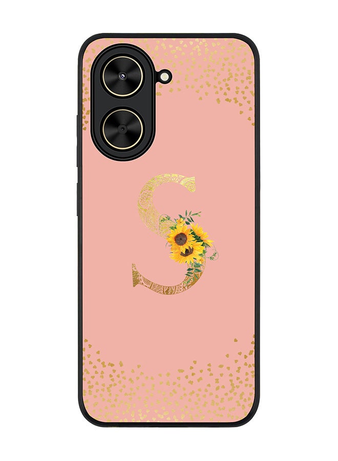 Stylizedd For Xiaomi Poco C71 / Redmi A5 4G Case,Slim fit Camera Protection, Shockproof Thin Phone cover  - Custom Floral Monogram - S  (Rose Pink )