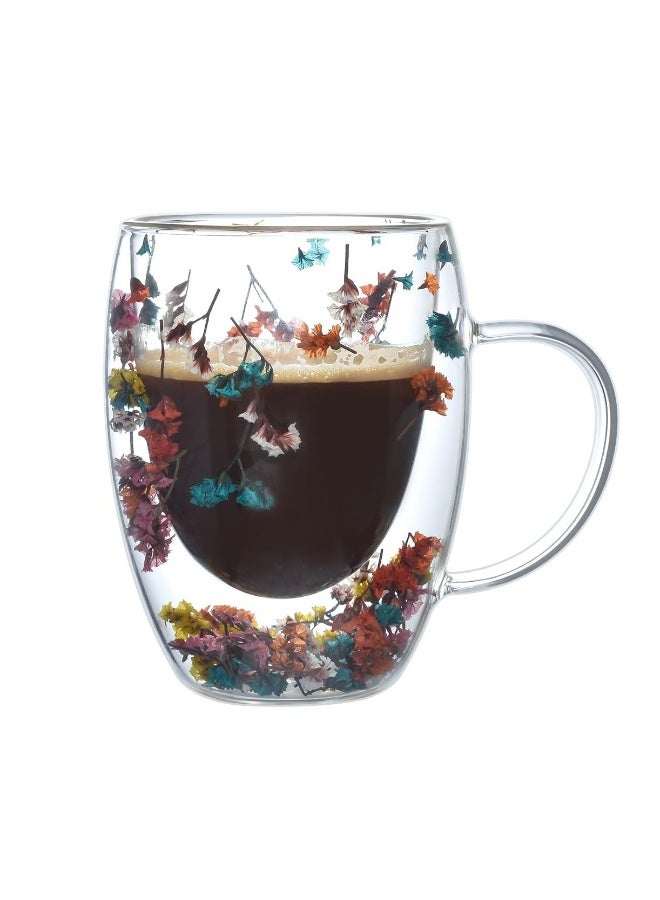 Insulated Double Walled Glass Coffee Mug with Handle for Hot Beverages, 300ml Clear Cup Ideal for Cappuccino, Tea, and Espresso - Image 1
