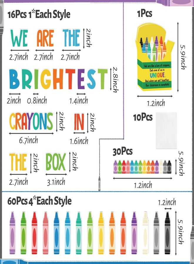 CPicdn Back to School Crayon Bulletin Board - 117Pcs We Are the Bright Crayons In the Box Bulletin Board Classroom Decoration Crayon Cutouts School Party Supplies Classroom Chalkboard Wall Door Decor - Image 2