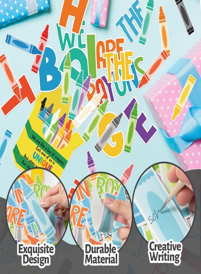 CPicdn Back to School Crayon Bulletin Board - 117Pcs We Are the Bright Crayons In the Box Bulletin Board Classroom Decoration Crayon Cutouts School Party Supplies Classroom Chalkboard Wall Door Decor - Image 3