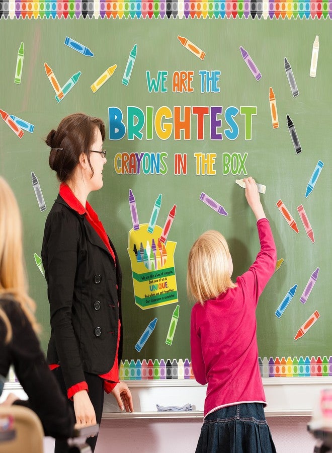 CPicdn Back to School Crayon Bulletin Board - 117Pcs We Are the Bright Crayons In the Box Bulletin Board Classroom Decoration Crayon Cutouts School Party Supplies Classroom Chalkboard Wall Door Decor - Image 5