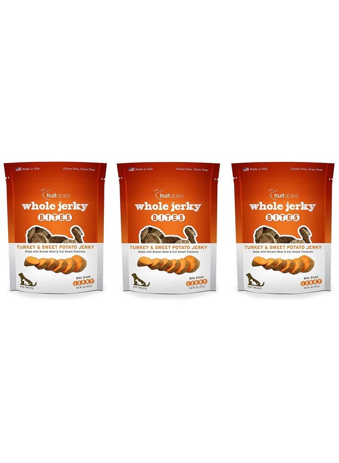 Fruitables 3 Pack of Whole Jerky Bites, 5 Ounces Each, Turkey & Sweet Potato Jerky Dog Treats3 - Image 1