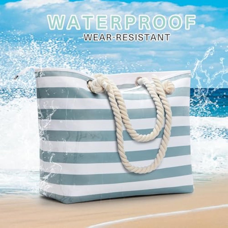 KALIDI Extra Large Beach Bag for Women with Zipper Waterproof Beach Tote Bags with Pockets Large Sports Bag for Women Ladies Girls Summer Tote Bag Shoulder Bag Shopping Bag - Image 3