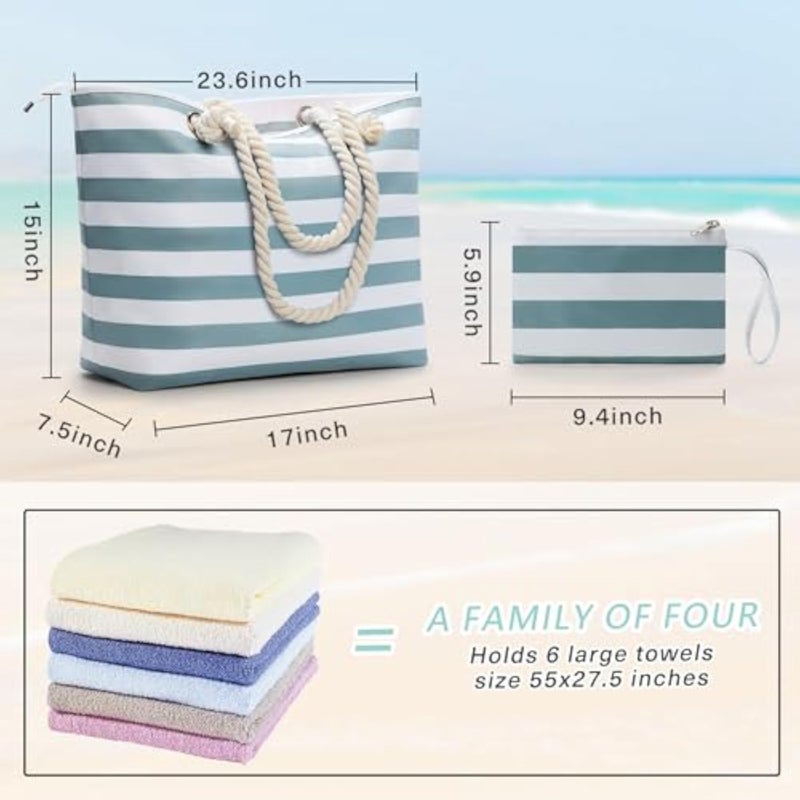 KALIDI Extra Large Beach Bag for Women with Zipper Waterproof Beach Tote Bags with Pockets Large Sports Bag for Women Ladies Girls Summer Tote Bag Shoulder Bag Shopping Bag - Image 5