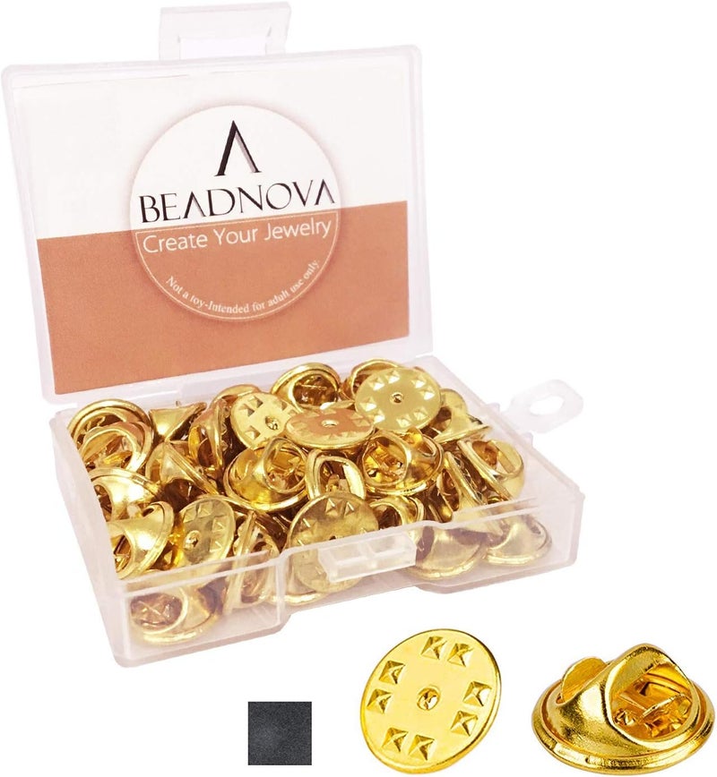 BEADNOVA بياد نوفا 50 قطعة دبابيس معدنية على شكل فراشة دبابيس خلفية لدبابيس الياقة دبابيس خلفية ذهبية 50 قطعة - Image 1