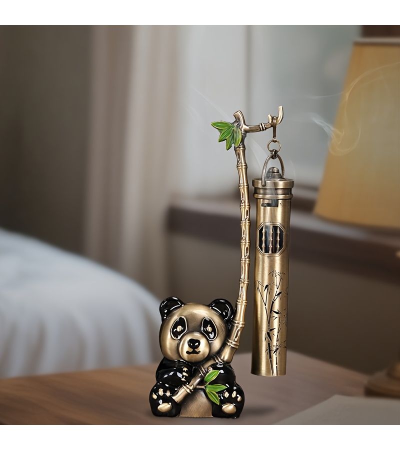 Panda Chinese Incense Stove 4.13 Inch Broken Line Incense Holder Home Atmosphere Decoration Small Ornament Holiday Gift Daily Souvenir Simple Box - Image 5