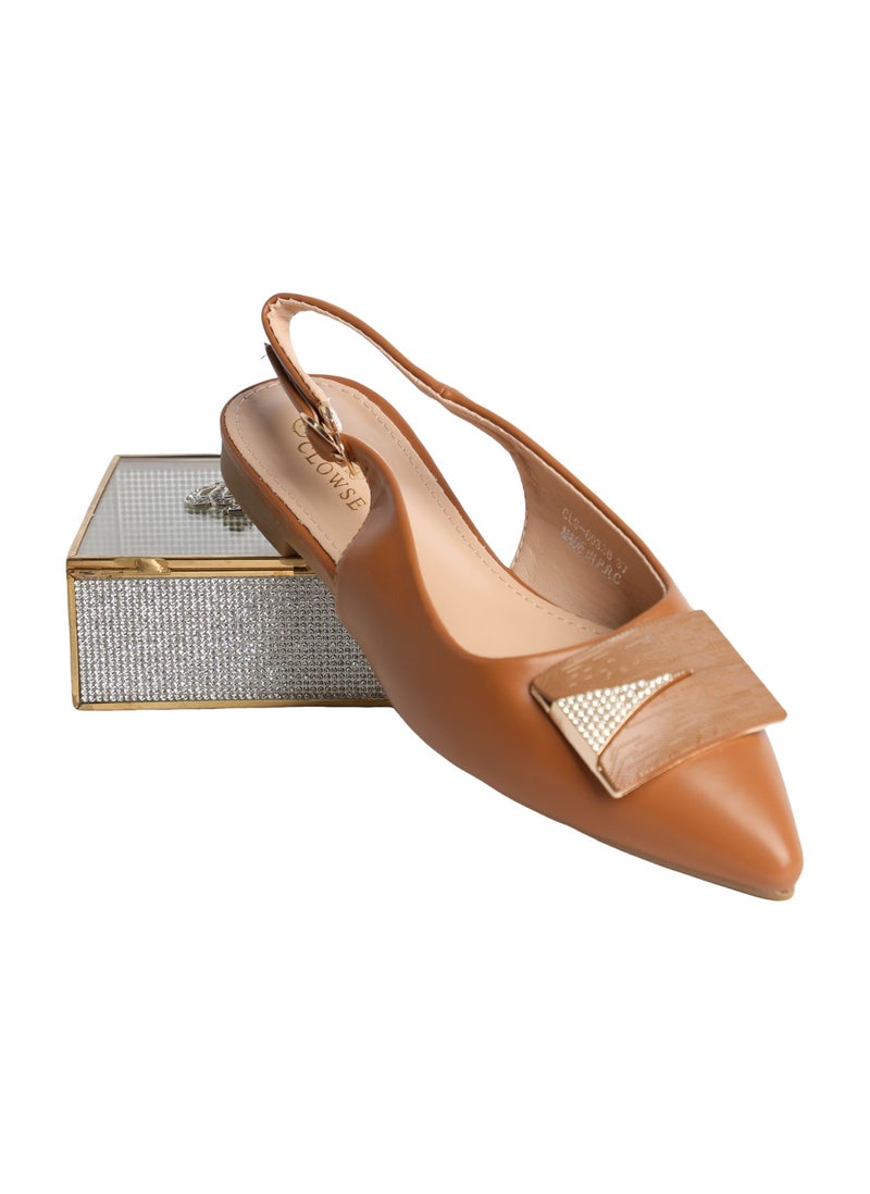 Women's Slingback Flat Ballerina Shoes in Stylish Brown  - Image 2