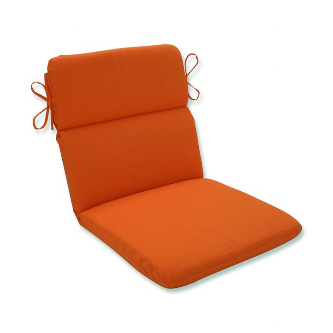 Pillow Perfect Pompeii Solid IndoorOutdoor One Piece Chair Cushion Deep Seat Weather and Fade Resistant Round Corner 405 x 21 Orange