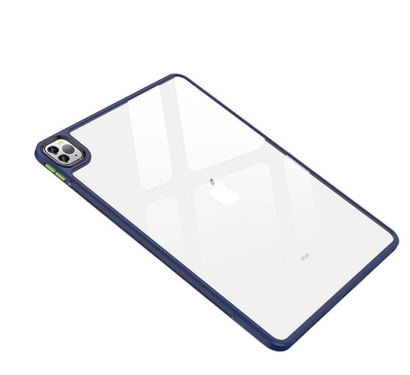 DGG حافظة آيباد شفافة بظهر واضح لجهاز iPad Pro 12.9 باللون أزرق بظهر شفاف باللون الأزرق - Image 1