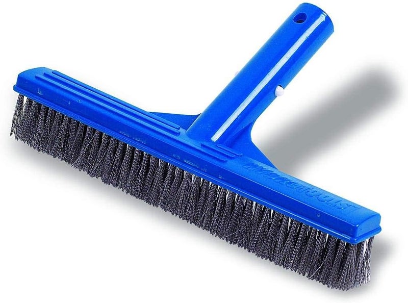 HYDROTOOLS Pool Brush Head for Inground & Above Ground Pools | EZ Clip Compatible, Heavy-Duty Scrubbing | 10-Inch Stainless Steel for Concrete & Gunite Pools Only