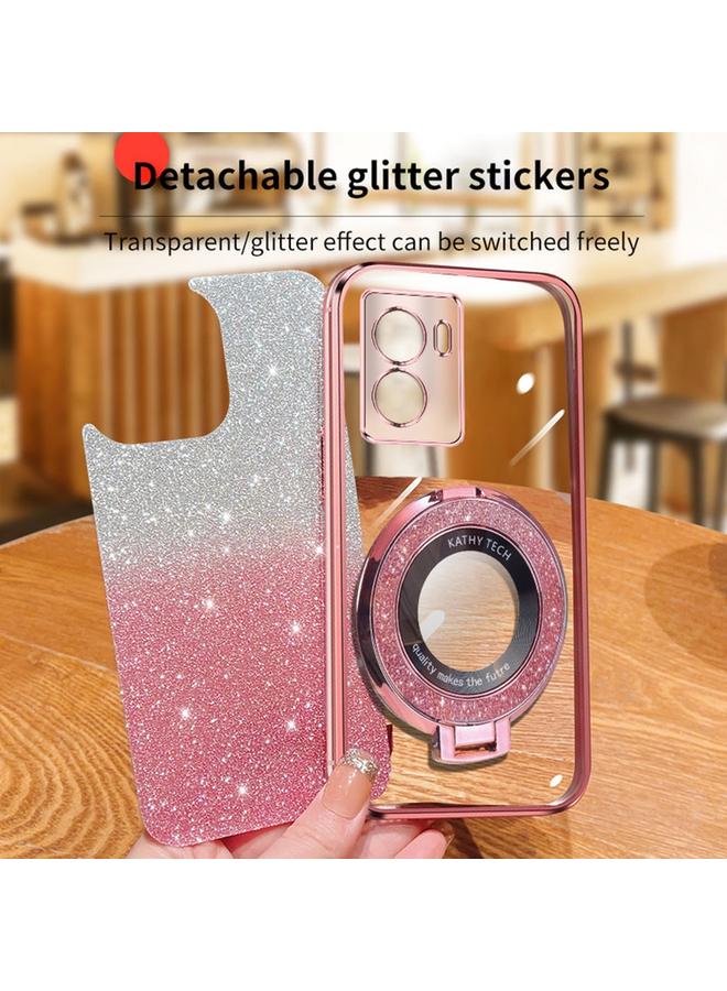 S-TOP Case For OPPO A57 5G Plated Gradient Glitter Round Holder TPU Phone Case - Image 4