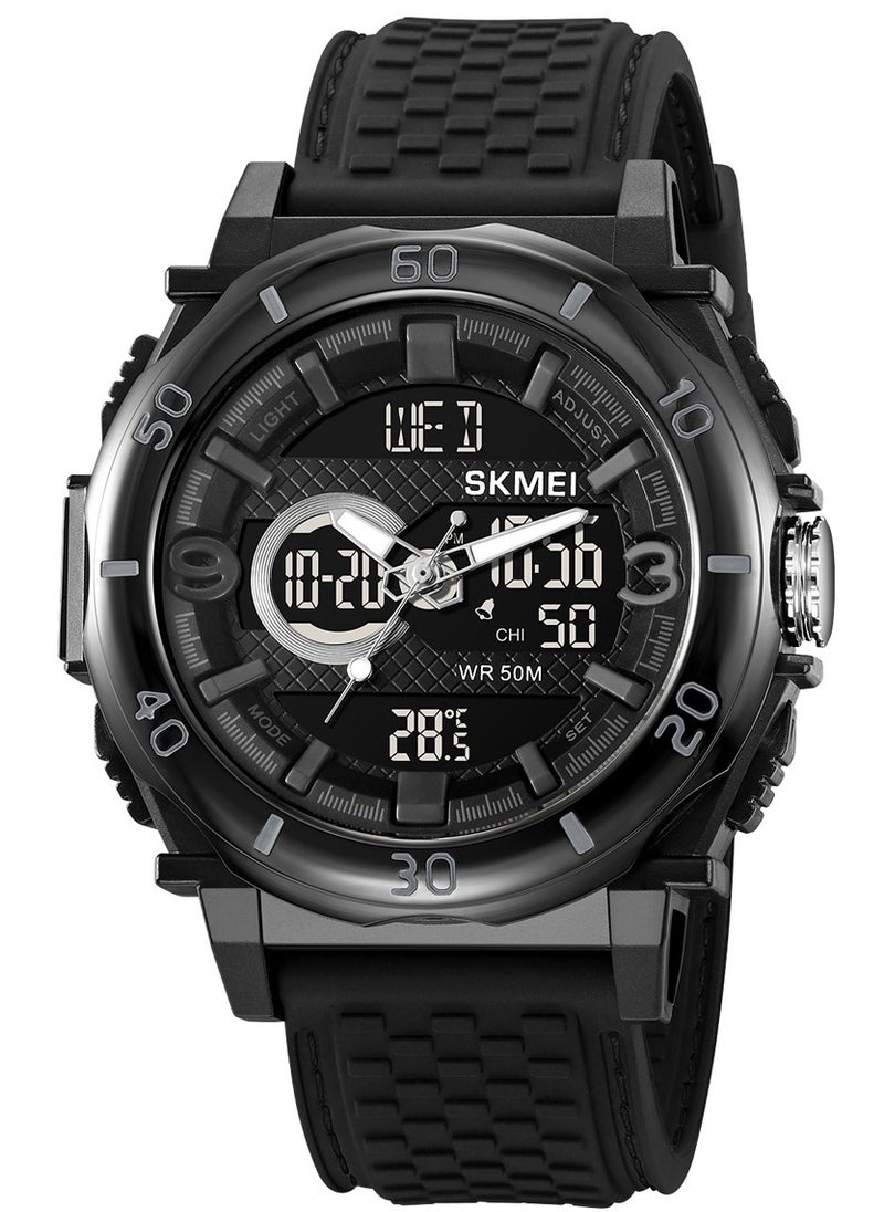 SKMEI - Watches for Men Multifunctional Silicone Water Resistant Analog Digital Watch Black 2098 - Image 1