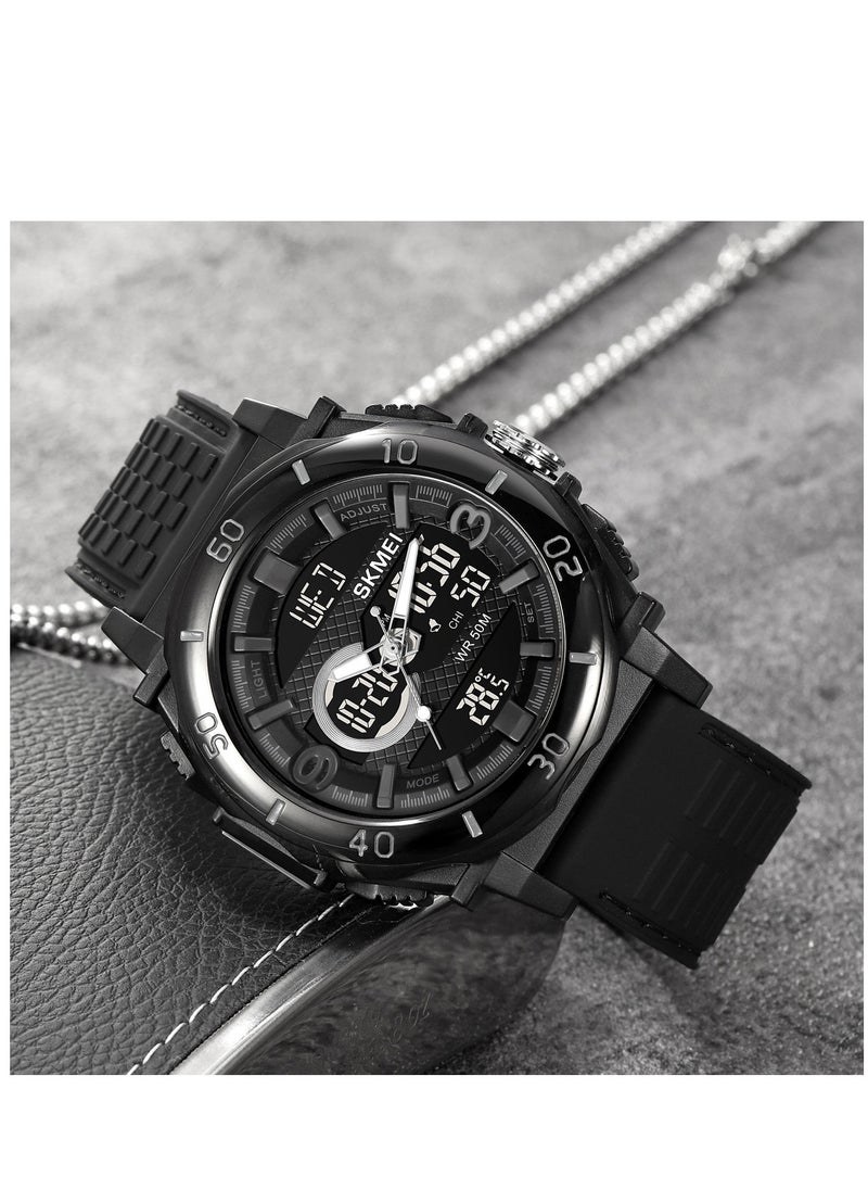 SKMEI - Watches for Men Multifunctional Silicone Water Resistant Analog Digital Watch Black 2098 - Image 1