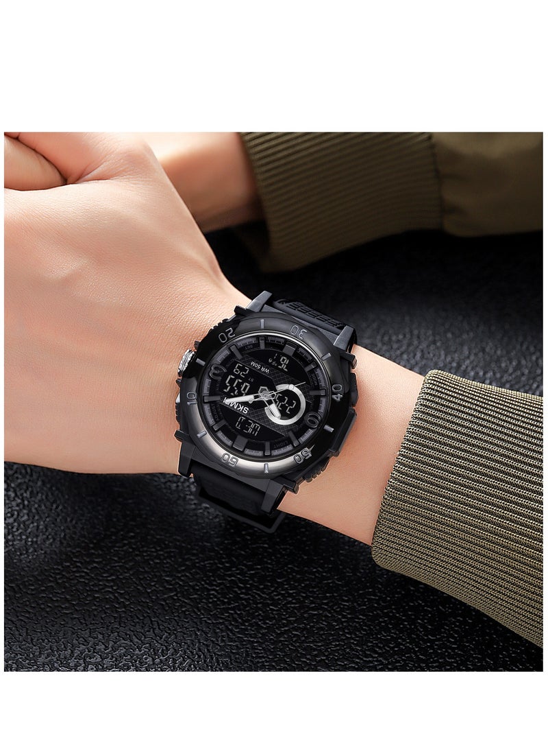 SKMEI - Watches for Men Multifunctional Silicone Water Resistant Analog Digital Watch Black 2098 - Image 1