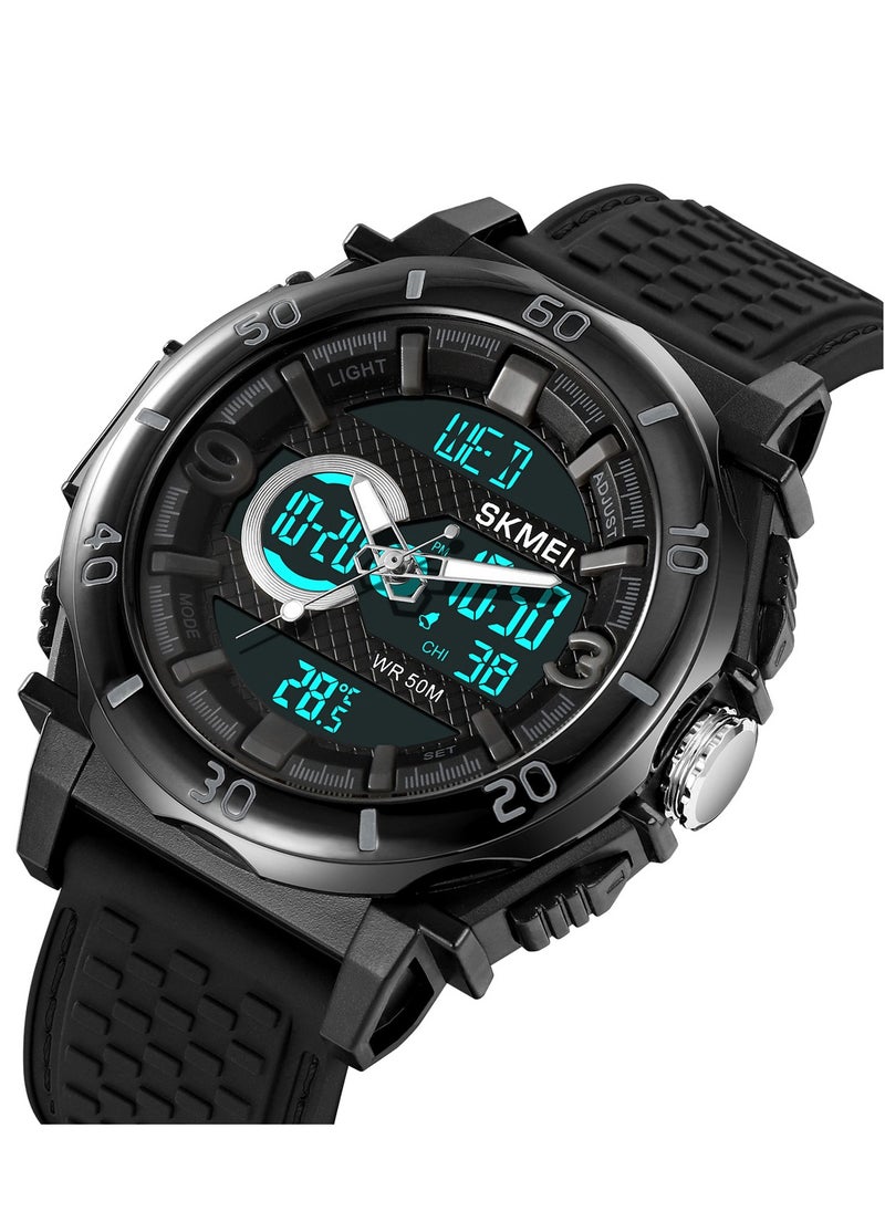 SKMEI - Watches for Men Multifunctional Silicone Water Resistant Analog Digital Watch Black 2098 - Image 1