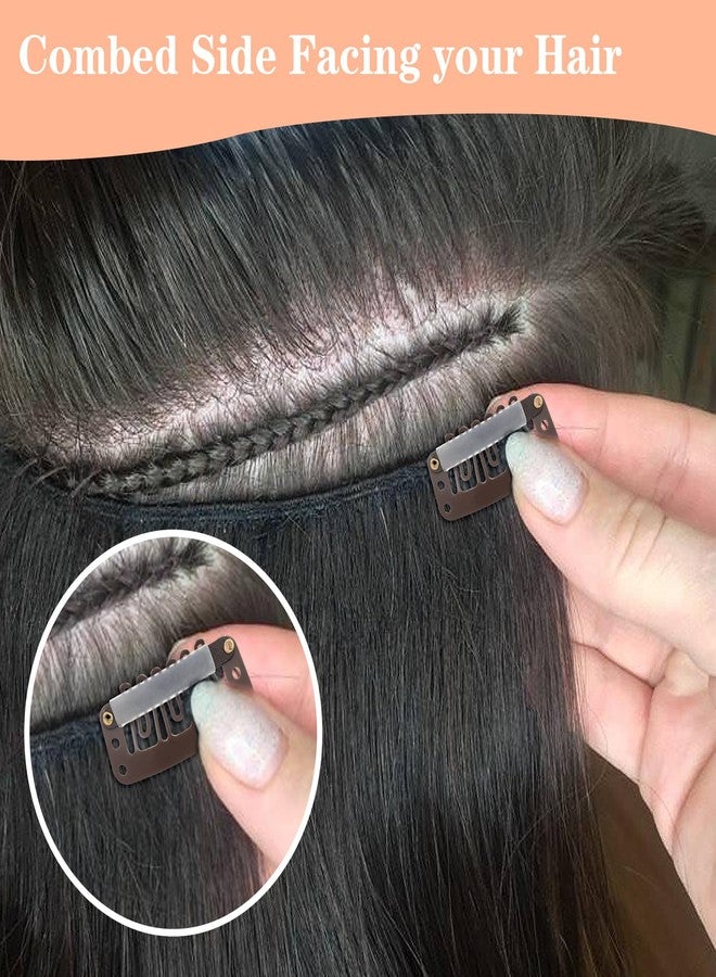 Prasacco 30 Pcs Wig Clips for Hair Extensions - 6-Teeth No-Sew U-Shape Snap Combs to Secure Wigs and Extensions (Brown) - Image 5