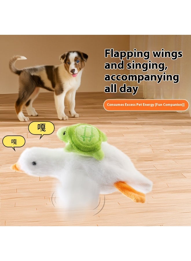 Rechargeable Electric White Goose Cat Teaser Plush Toy with Touch Activation, Interactive Flapping Bird Pet Toy with USB Charging Cable – Soft Plush for All Cat Breeds - Image 2