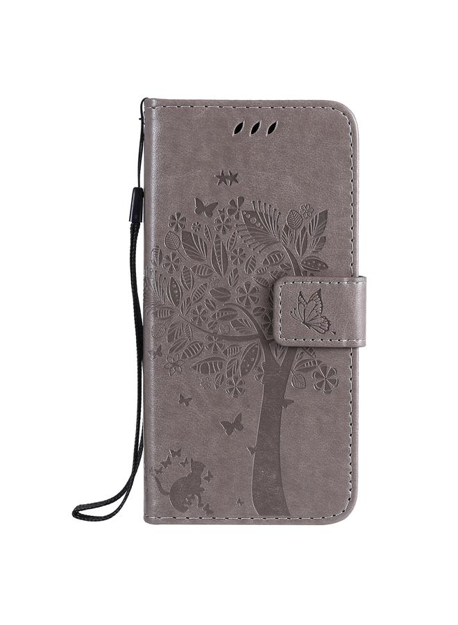 زبون جراب لهاتف Google Pixel 4a 4G، جراب جلدي أفقي قابل للطي بنقشة شجرة وقط مع حامل وفتحات للبطاقات ومحفظة وحبل تعليق - Image 2