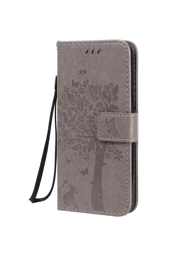 زبون جراب لهاتف Google Pixel 4a 4G، جراب جلدي أفقي قابل للطي بنقشة شجرة وقط مع حامل وفتحات للبطاقات ومحفظة وحبل تعليق - Image 3