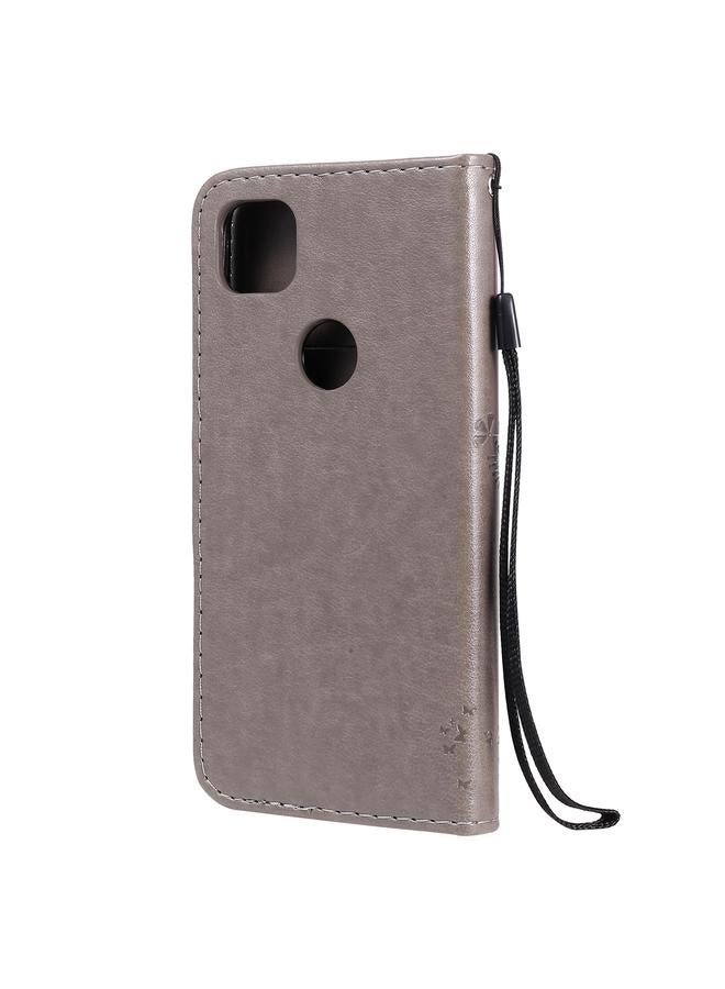 زبون جراب لهاتف Google Pixel 4a 4G، جراب جلدي أفقي قابل للطي بنقشة شجرة وقط مع حامل وفتحات للبطاقات ومحفظة وحبل تعليق - Image 4