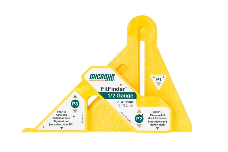 MICROJIG مايكروجج فيت فايندر 1/2 مقياس نقطة مركز الخشب لشفرة المنشار الطاولة، الانضمام، جهاز التوجيه، المنشار الشريطي، المخرطة والمزيد، أدوات النجارة، FN12 - Image 1