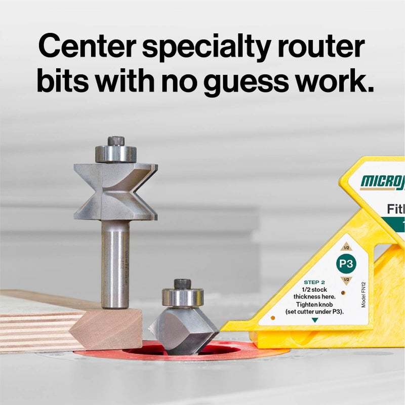 MICROJIG مايكروجج فيت فايندر 1/2 مقياس نقطة مركز الخشب لشفرة المنشار الطاولة، الانضمام، جهاز التوجيه، المنشار الشريطي، المخرطة والمزيد، أدوات النجارة، FN12 - Image 3