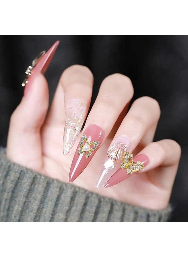 DANNEASY - 30Pcs 3D Butterfly Charms For Nails Gold Nail Charms Ab Nail Rhinestones Crystal Alloy Nail Jewels Nail Butterfly Nail Decoration For Acrylic Nails Diy Nail Art Accessories - Image 1