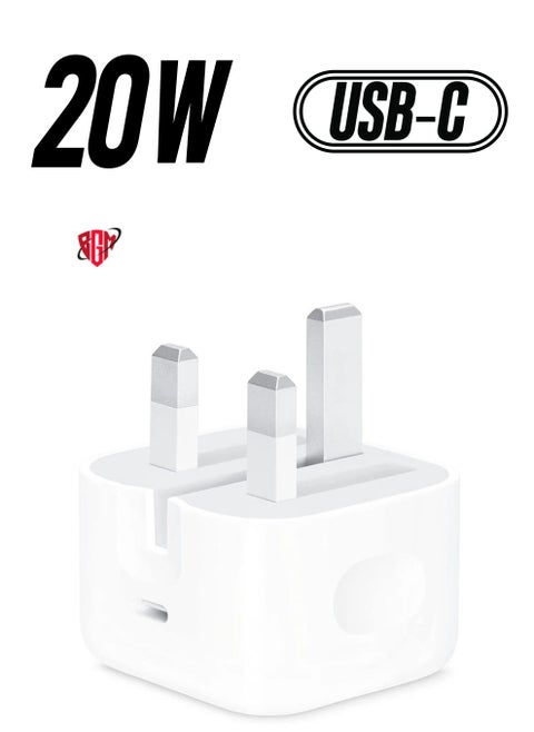 "Power Up in Style: USB-C 20W Power Adapter in Elegant White"