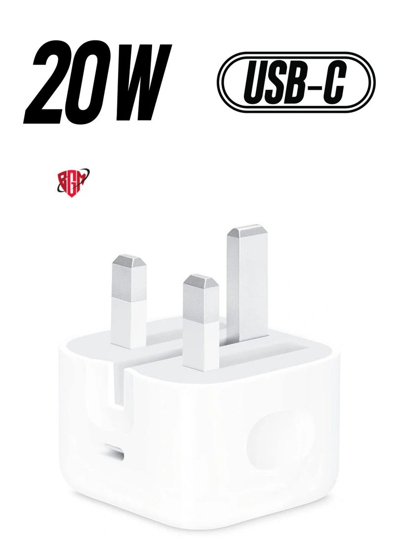 "Power Up in Style: USB-C 20W Power Adapter in Elegant White"