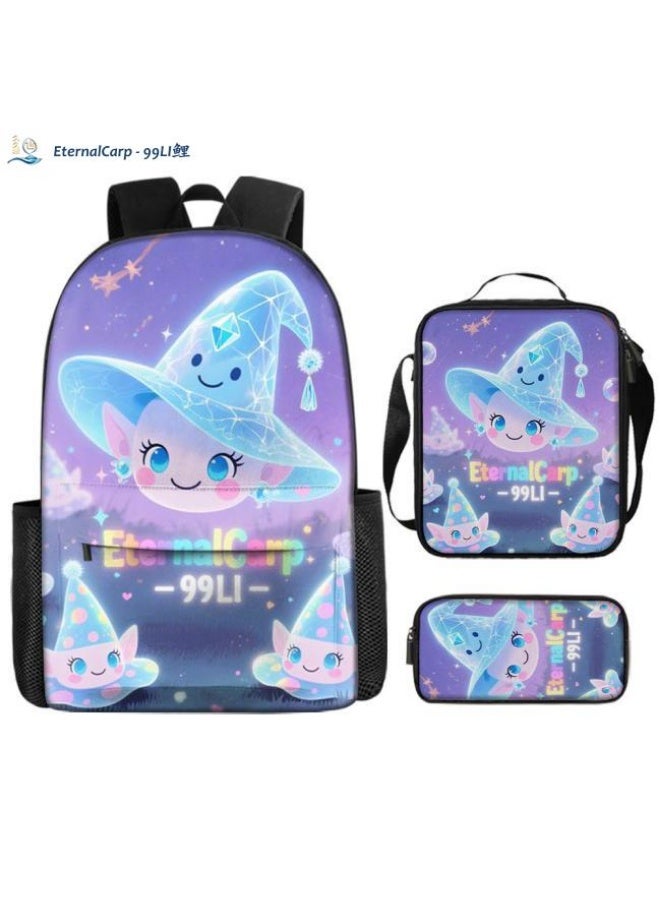 Bright Li Fire Shoulder + handbag + stationery bag | Cartoon bag three-piece set, easy to cope with various occasions (students, children, friends outing, mountain climbing, going to school, etc.) | Back to school season/festival gifts - 37 - Image 1