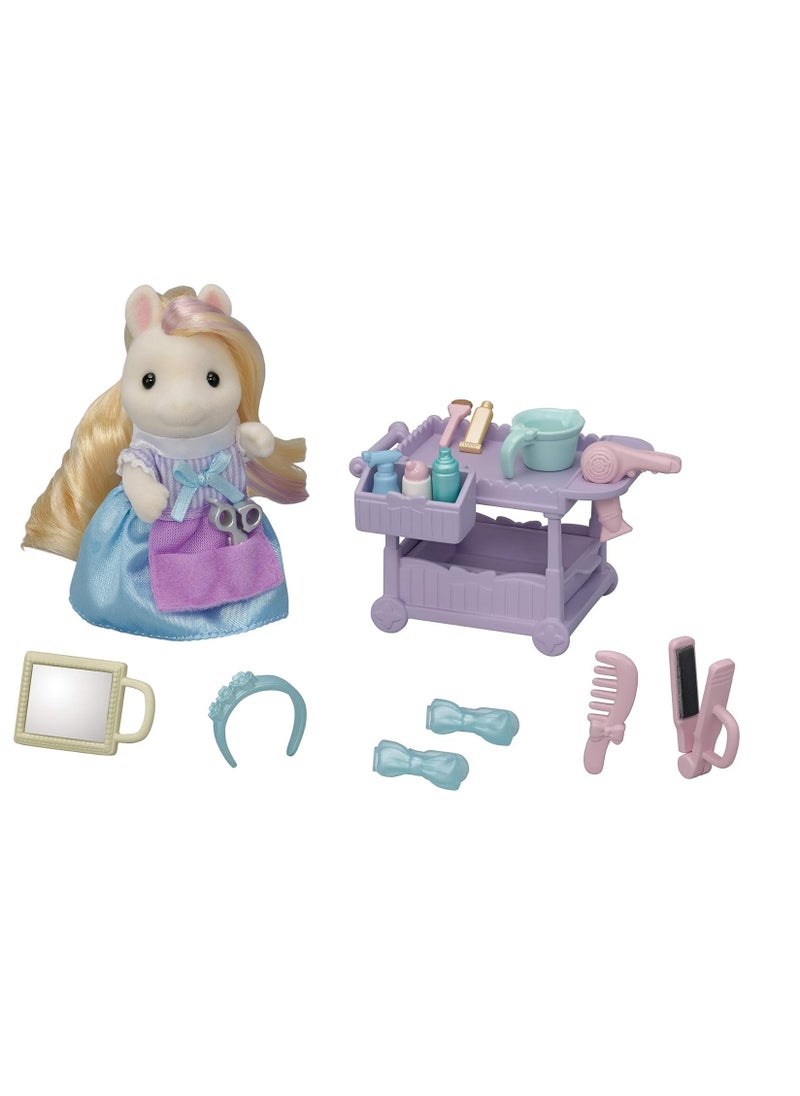 Sylvanian Families - Pony's Hair Stylist Set | Multi-Color | Includes Hair Cart, Accessories, and Manely Pony Mother Serafina | Features Comb, Hair Tools, and Storage | Ages 3 & Up - Image 1