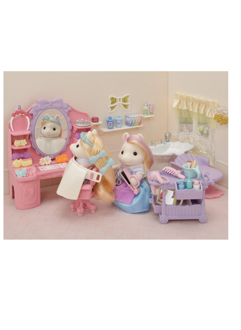 Sylvanian Families - Pony's Hair Stylist Set | Multi-Color | Includes Hair Cart, Accessories, and Manely Pony Mother Serafina | Features Comb, Hair Tools, and Storage | Ages 3 & Up - Image 1