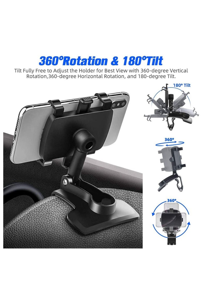 SYOSI Car Phone Holder, Mount Dashboard Phone Car Holder 360 Degree Rotation Cell Phone Holder for Car Clip Mount 3-in-1 Multi-Function Phone Car Mount Suitable for 4-7 Inches Smartphones - Image 2
