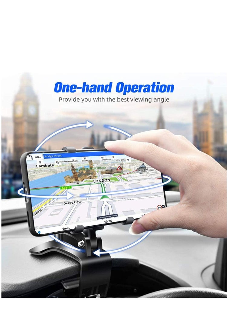 SYOSI Car Phone Holder, Mount Dashboard Phone Car Holder 360 Degree Rotation Cell Phone Holder for Car Clip Mount 3-in-1 Multi-Function Phone Car Mount Suitable for 4-7 Inches Smartphones - Image 3